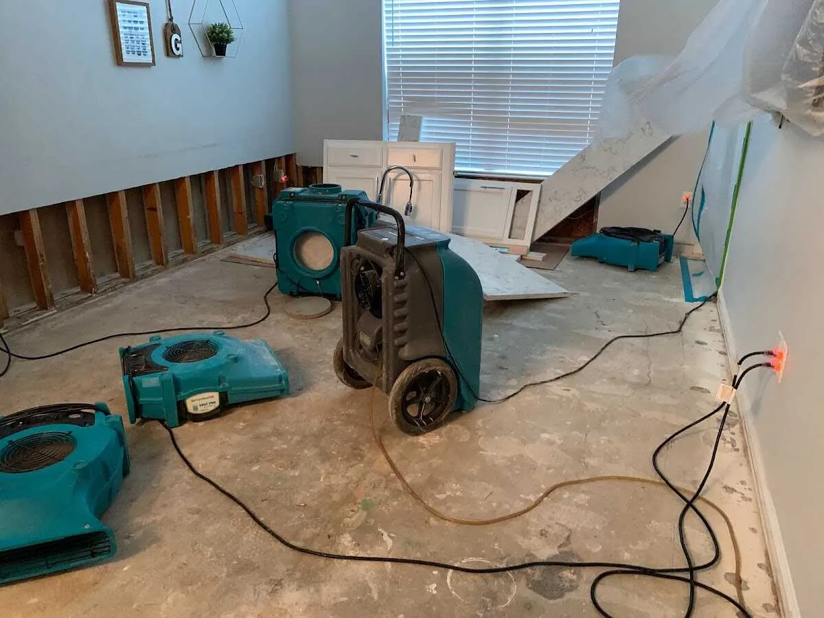Dehumidifier in flood-cut room for Water Damage Restoration in Mineral Wells